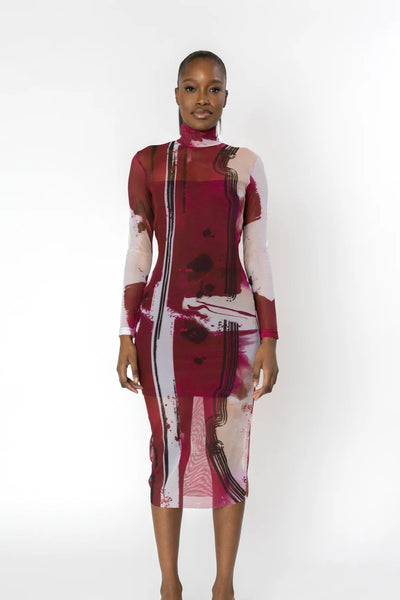 FRESCO Sheer Print Dress