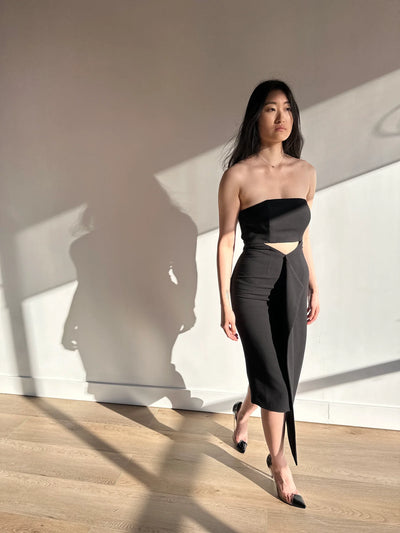 LETA Dress | Midi Dress with Overlap