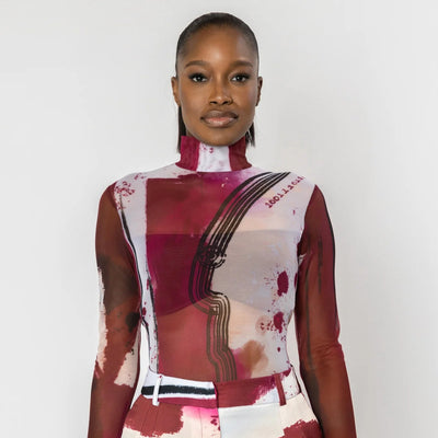 FRESCO Sheer Print Top