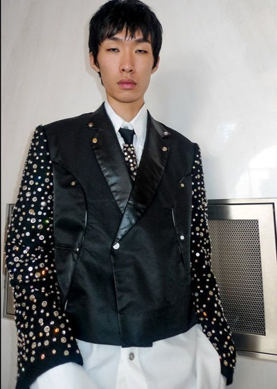 Crop Hand-beaded/Hand-stoned Blazer (Men)