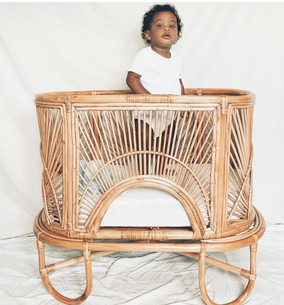 Zeda Natural Rattan 3-in-1 Crib