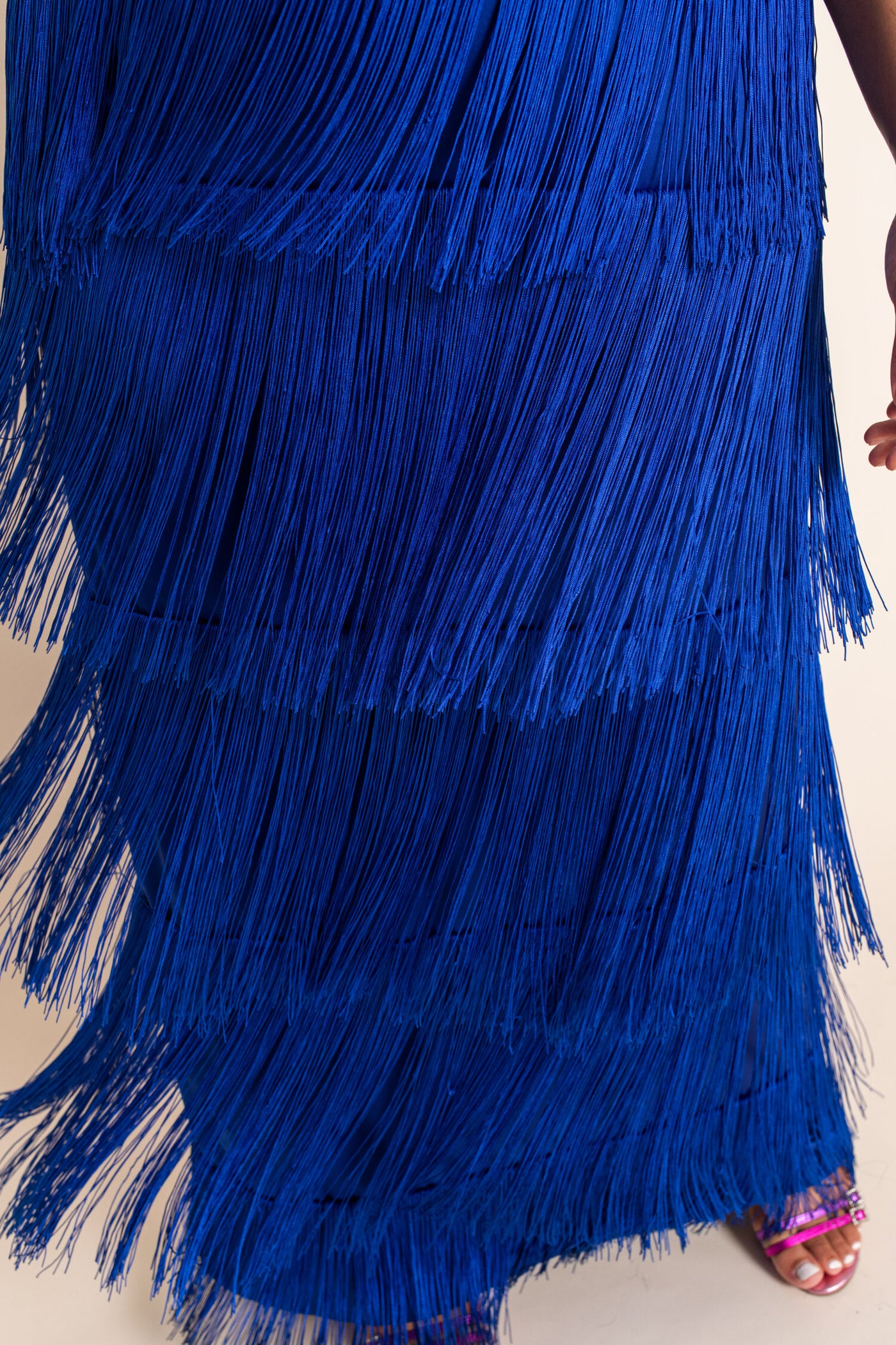 Blue Long Fringe Skirt