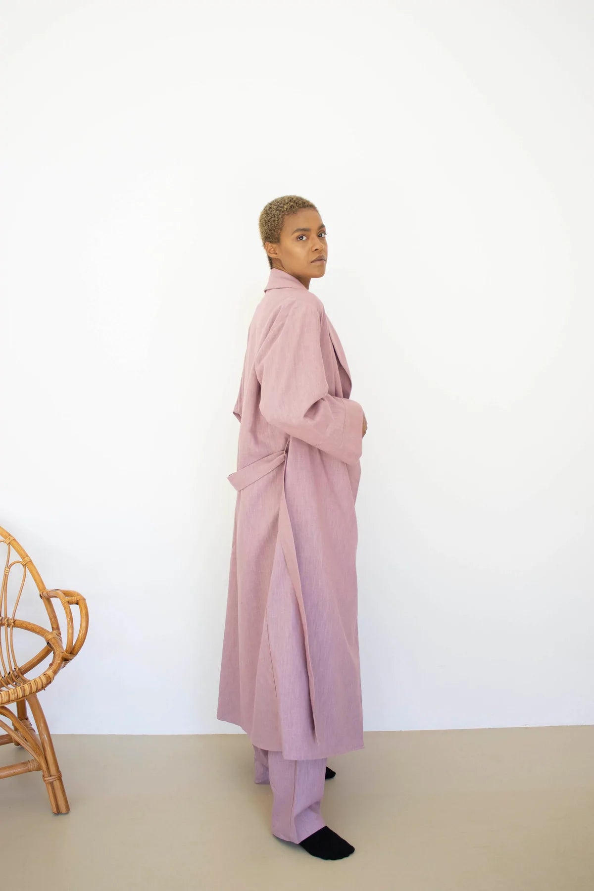 Grace Linen Robe - Rose