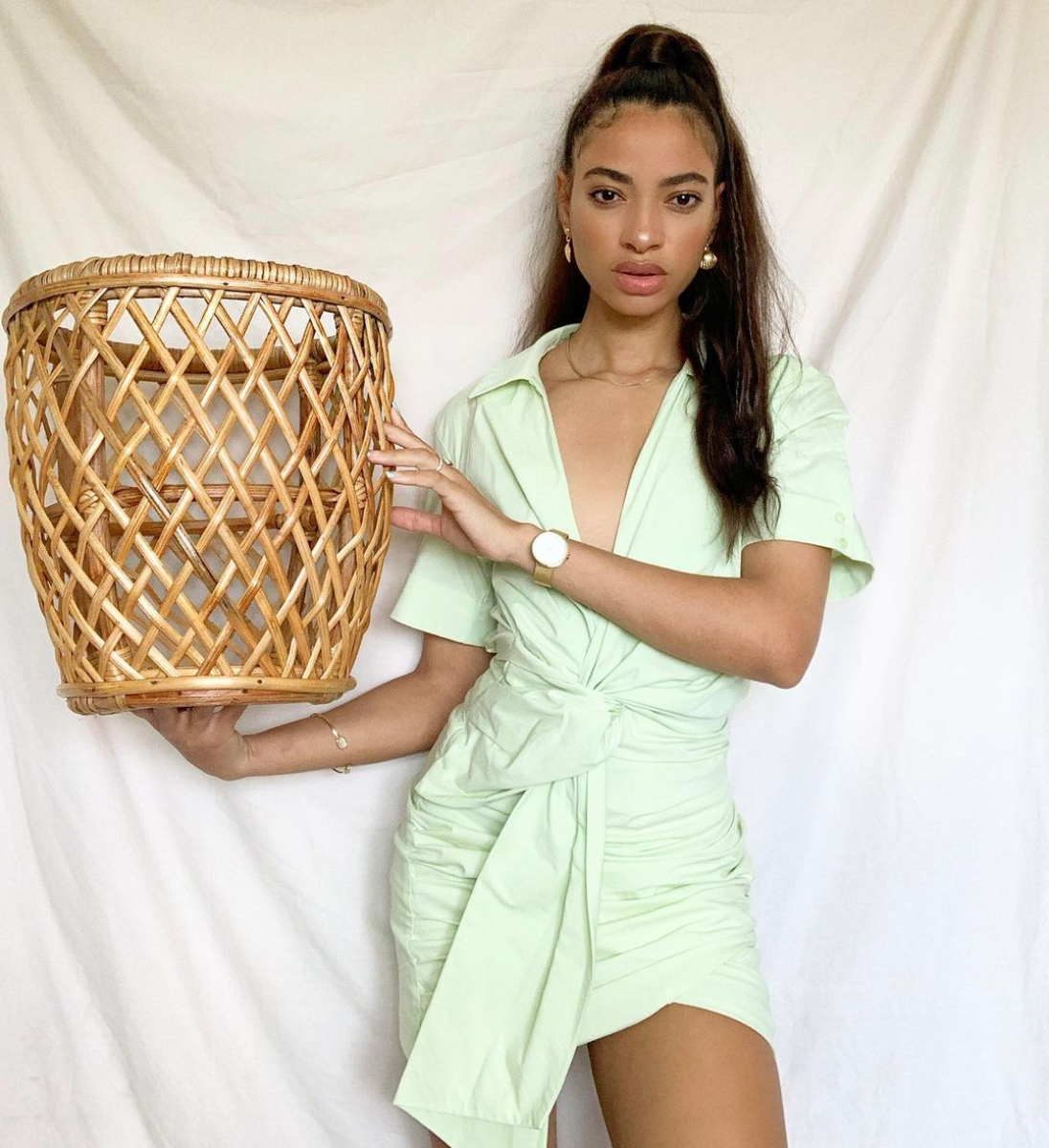 June Natural Rattan Basket